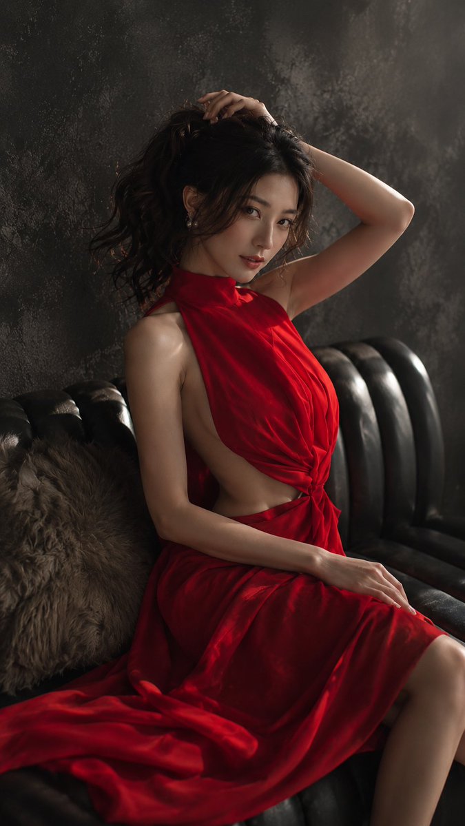 Moody Red Velvet Fashion Portrait