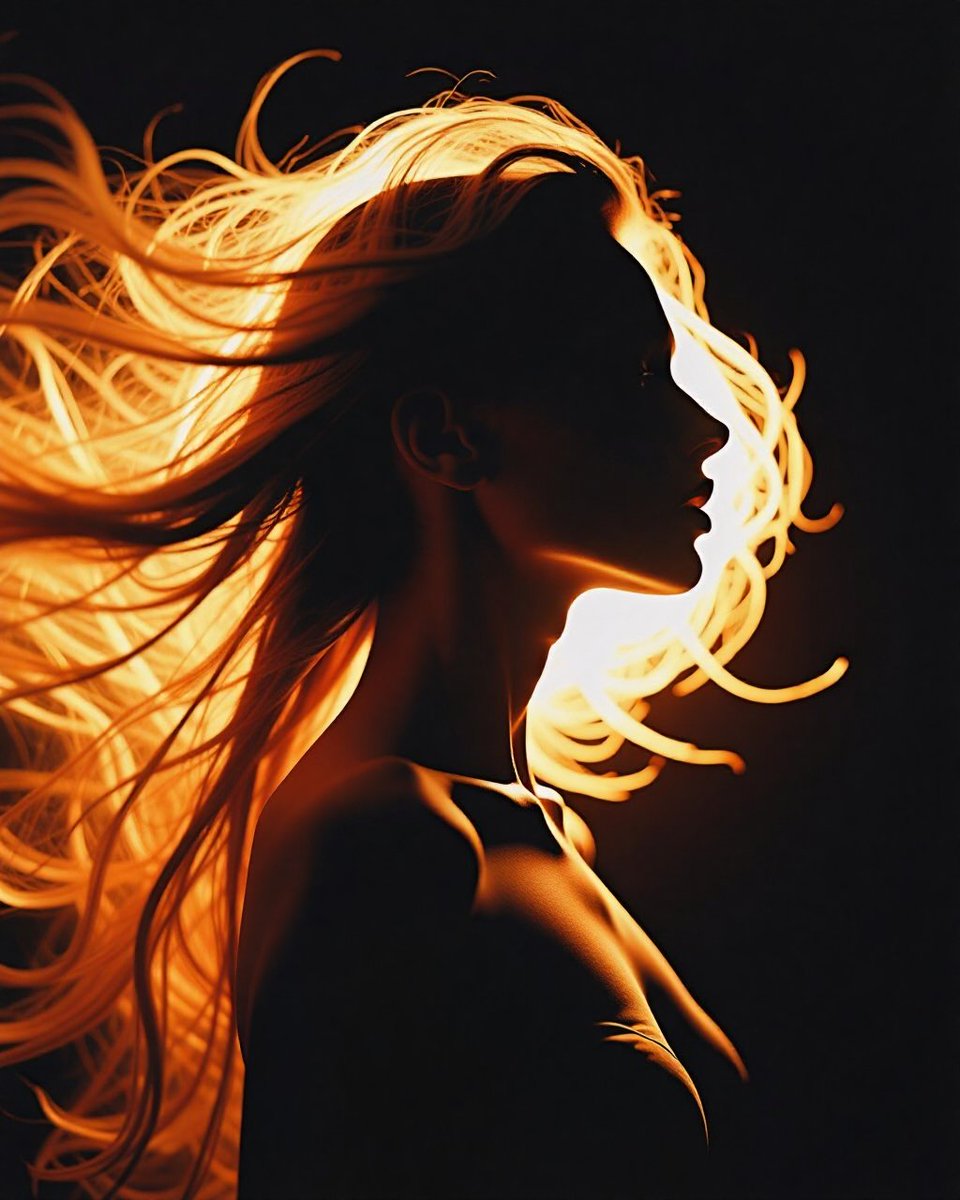 Fiery Backlit Silhouette Portrait