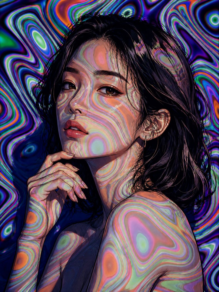 Rainbow Light Projection Comic Portrait
