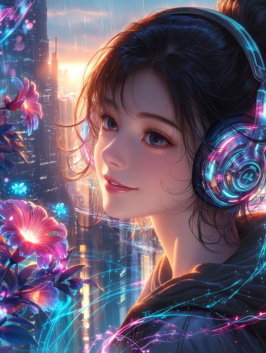 Eternal Flower Cyberpunk Portrait