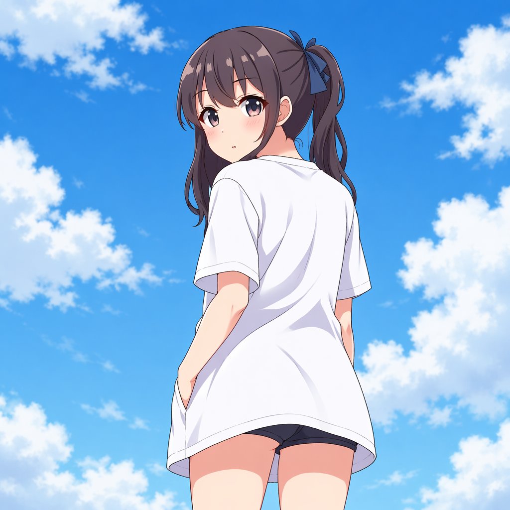 Anime Girl Under Summer Sky