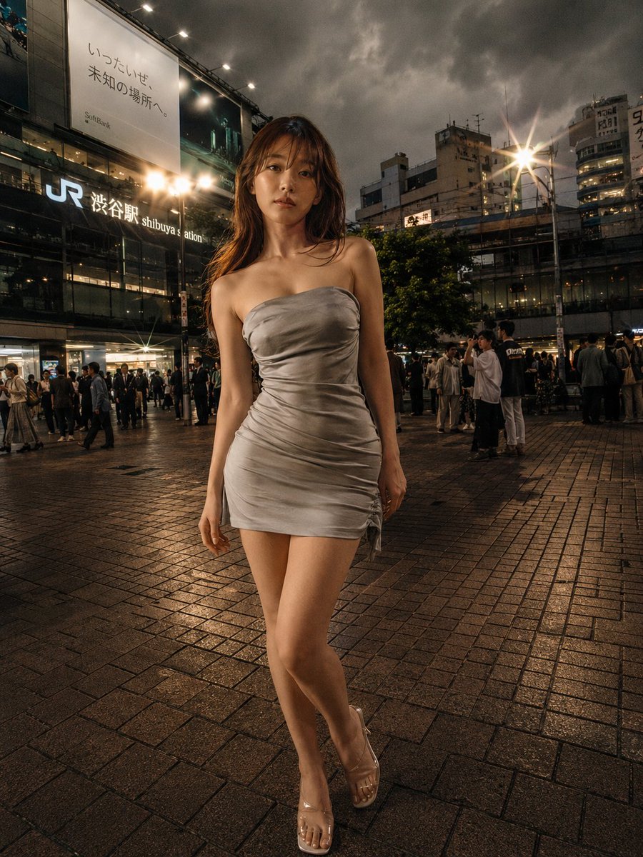 Night Fashion Portrait at Shibuya Station
