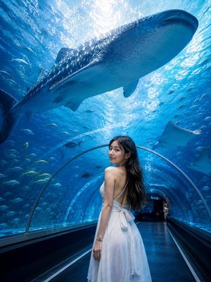 Underwater Whale Shark Aquarium Portrait AI image template preview