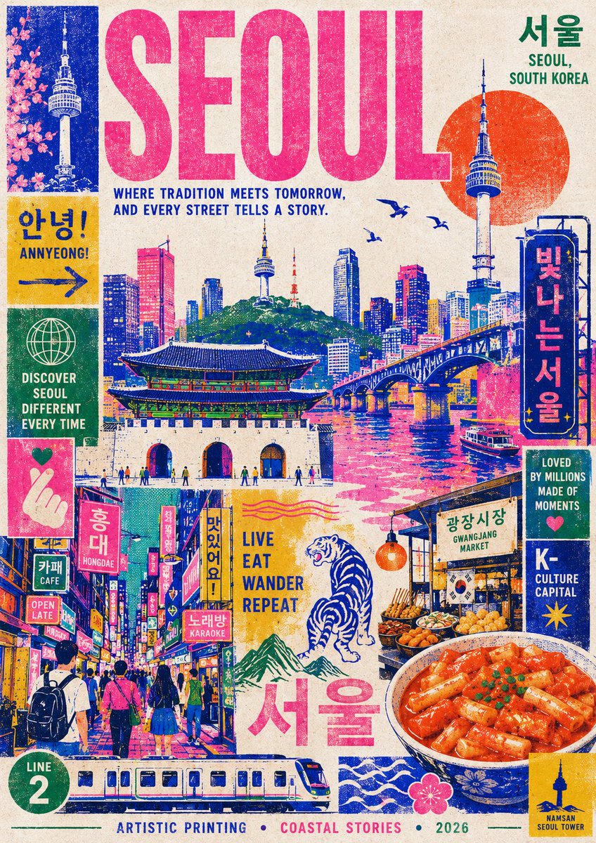 Risography Style Dubai Travel Poster