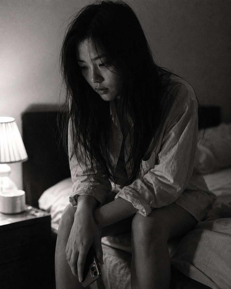 Candid Black and White Bedroom Portrait