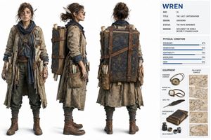 Realistic Cartographer Character Design Sheet AI image template preview