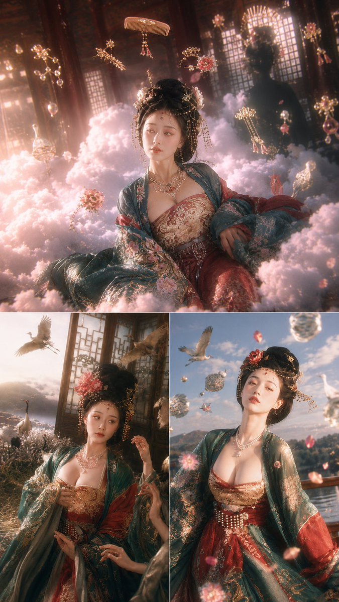 Tang Dynasty Fantasy Triptych