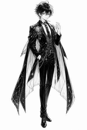 Monochrome Celestial Prince Character AI image template preview