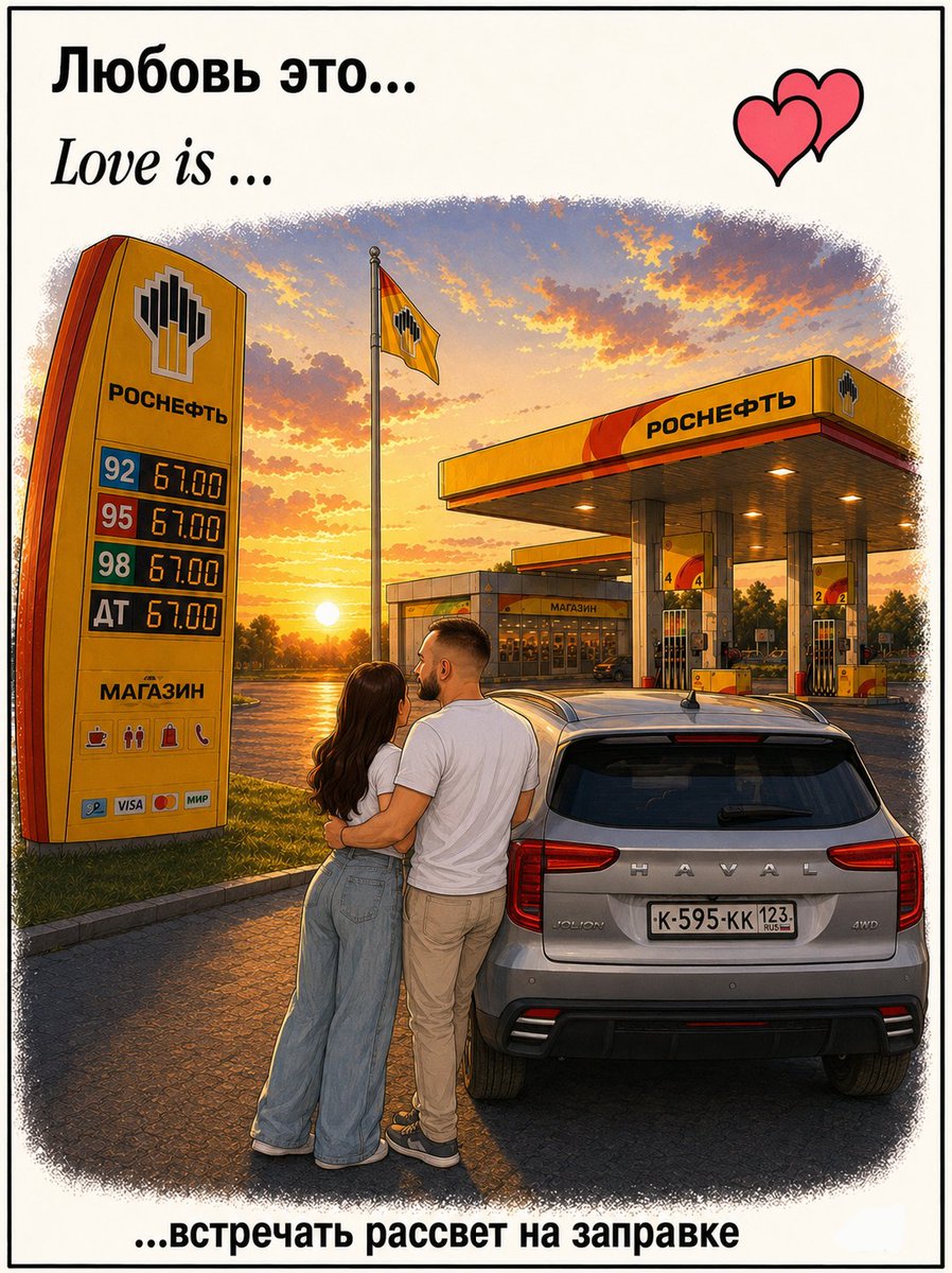 Love Is Gas Station Sunrise Poster