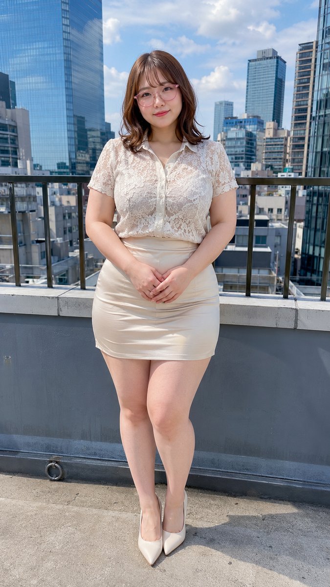 Rooftop Cream Outfit Portrait