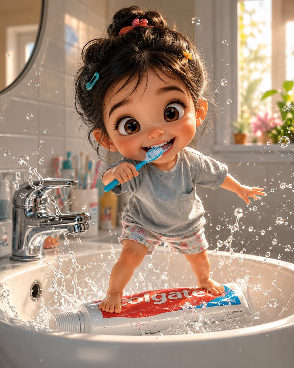 Whimsical 3D Toddler Bathroom Illustration