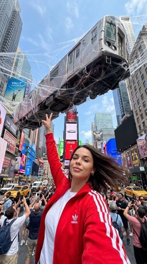Surreal Times Square Selfie AI image template preview