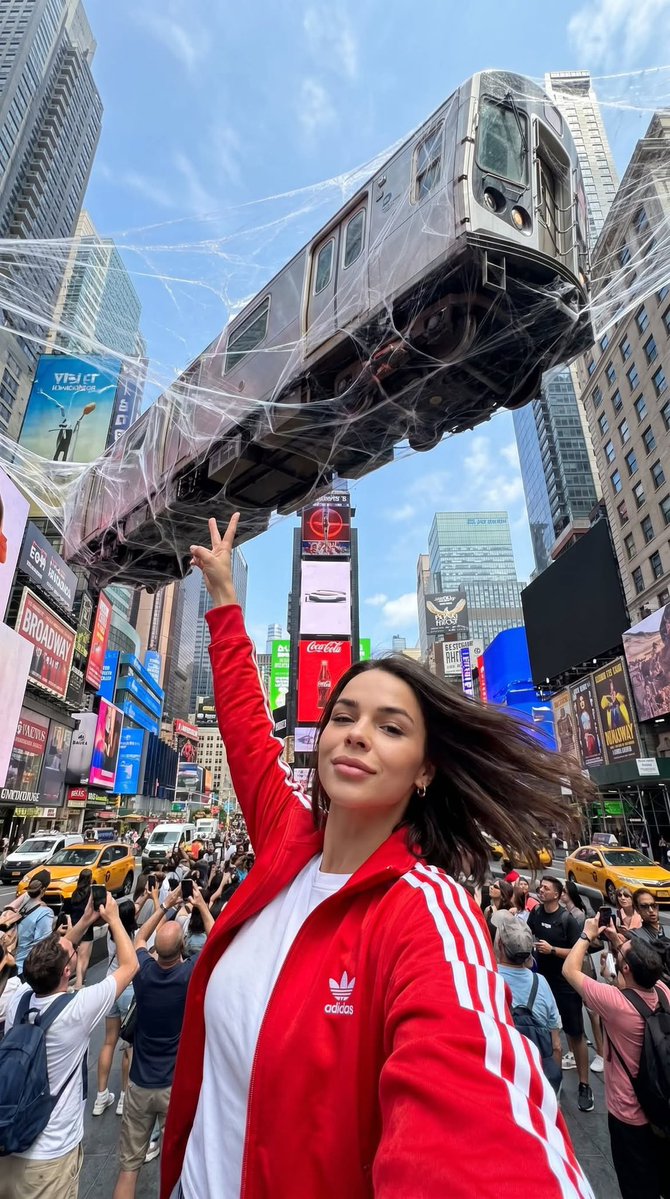 Surreal Times Square Selfie