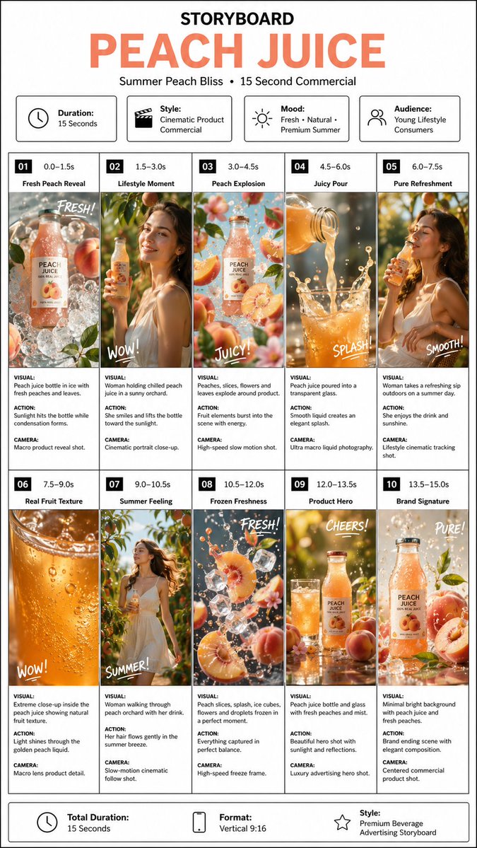 Luxury Peach Juice Storyboard