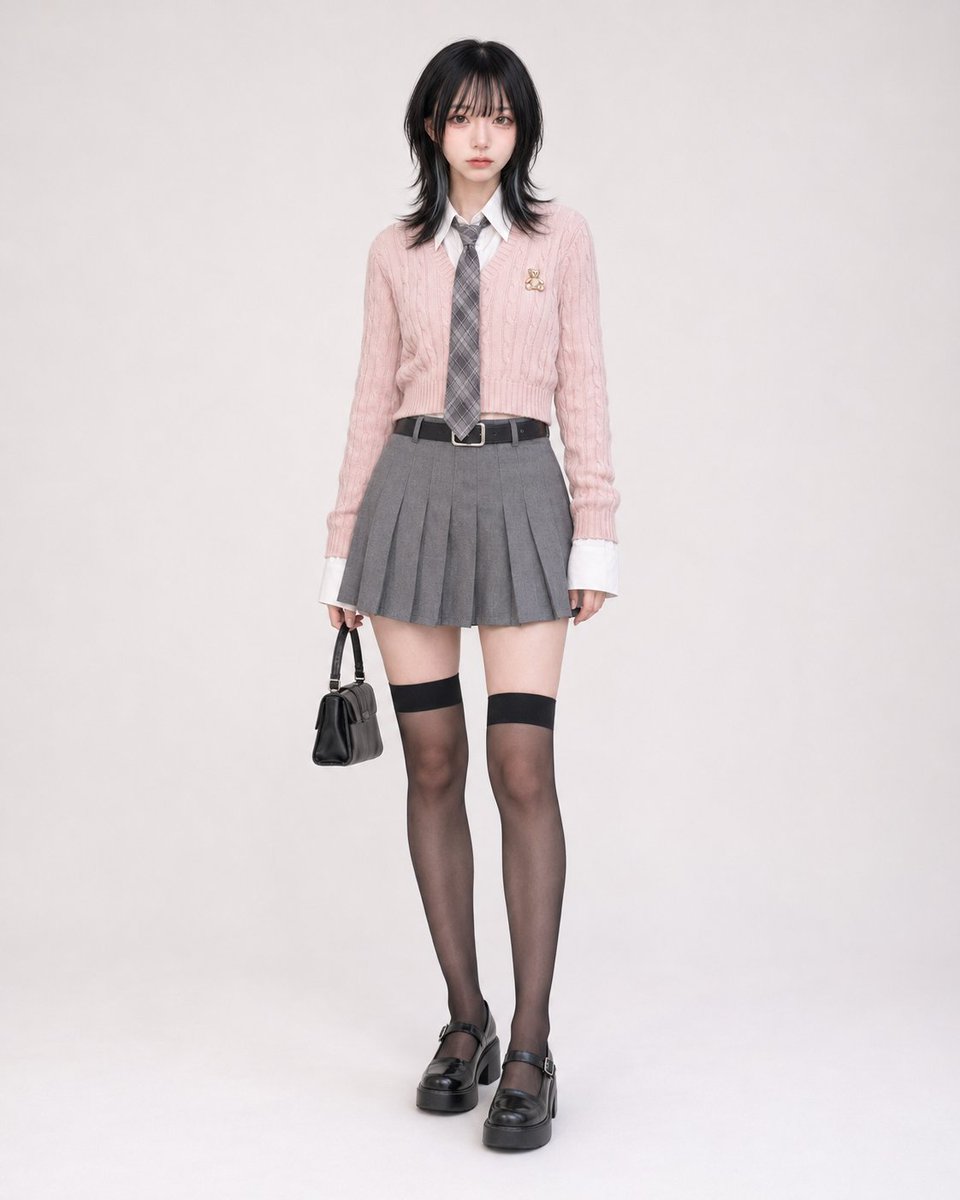 Pink Cable Knit School Uniform