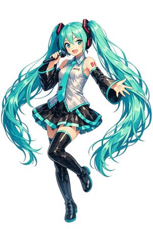 Full-Body Teal Twin-Tail Anime Idol AI image template preview