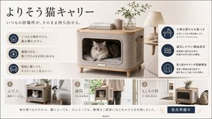 Japanese Cat Carrier Product Ad — Goal: Create a refined Japanese product advertisement for a home-furniture-style cat carrier, design…