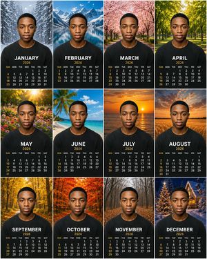 Personalized 2026 Portrait Calendar AI template preview