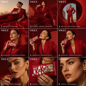 Vogue Fashion Editorial Storyboard Grid AI image template preview