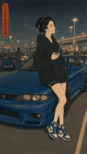 1990s Manga Neo-Retro Street Scene AI image template preview