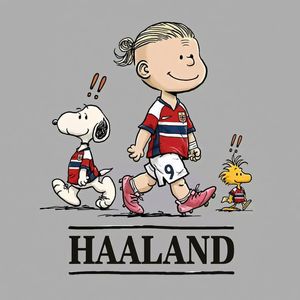 Peanuts Style Football Haaland Poster AI image template preview