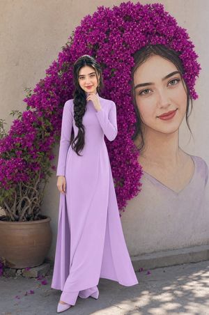 Dior Style Ao Dai Fashion Editorial — Create a high-end fashion editorial photograph in Dior style of a young woman based on the attached image. Her face, hairs