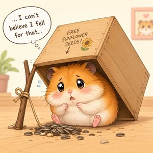 Hamster Caught by Sunflower Seed Trap AI image template preview