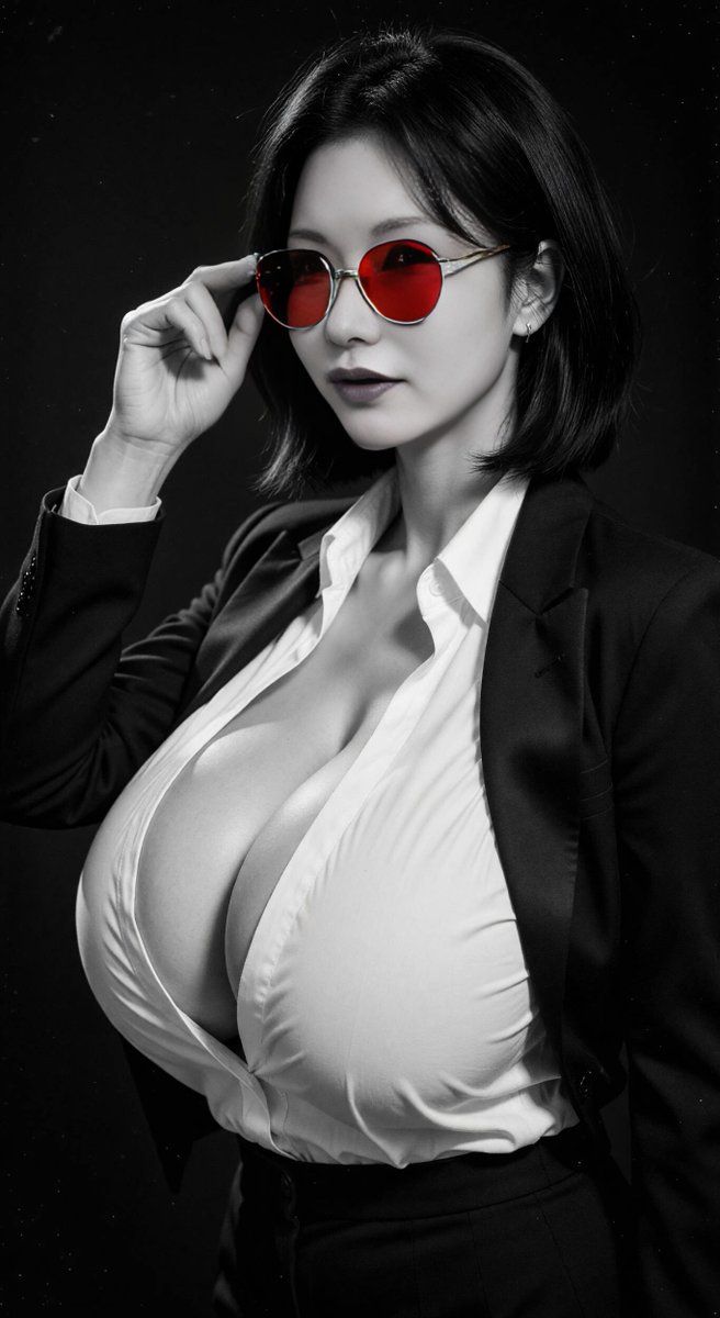Monochrome Boss Portrait With Red Sunglasses