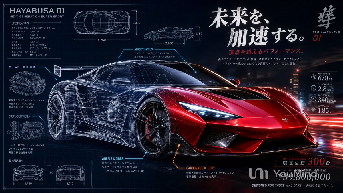 Japanese Hypercar Blueprint Poster