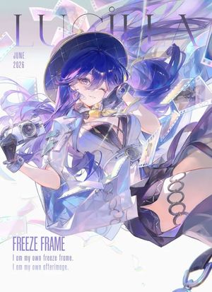 Lumia Freeze Frame Cover — Create a polished anime magazine-cover illustration for Wuthering Waves featuring {argument name="ch…