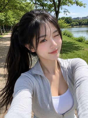 Realistic East Asian Woman Smartphone Selfie AI image template preview