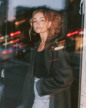 Editorial Fashion Portrait at Blue Hour AI image template preview