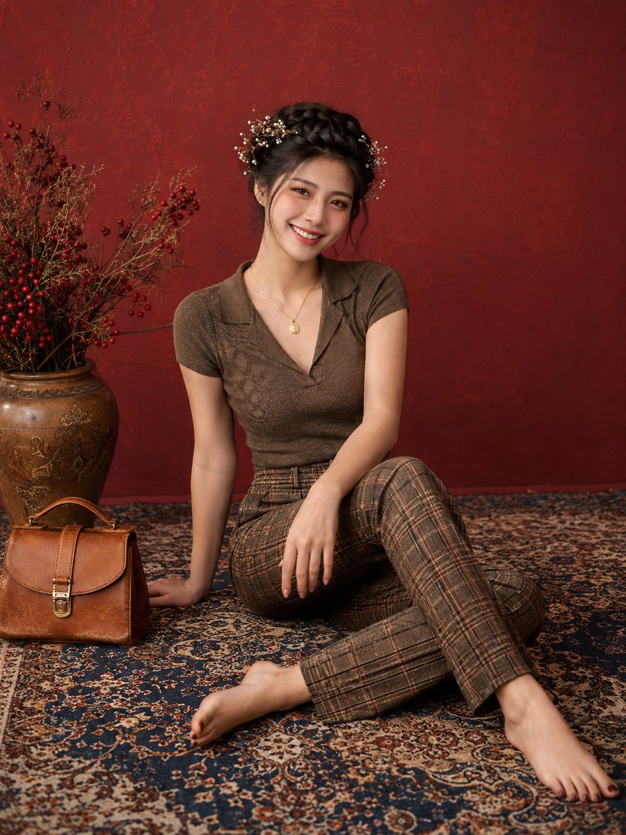 Elegant Studio Rug Portrait