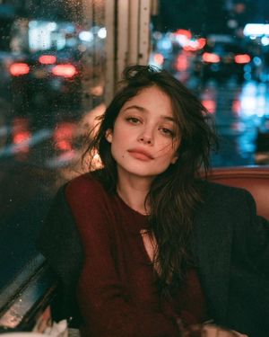Rainy Night Vintage Diner Portrait AI image template preview