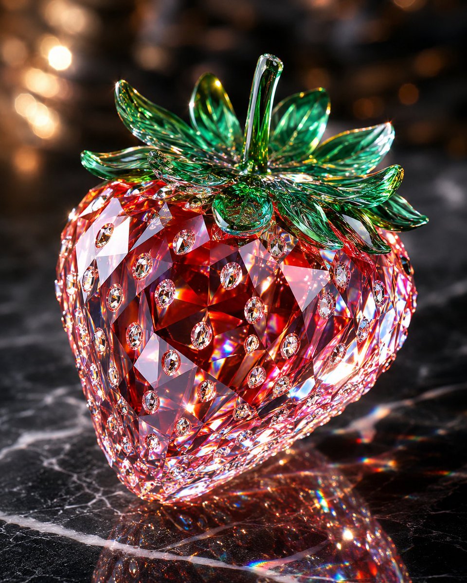 Crystal Strawberry Gemstone Sculpture