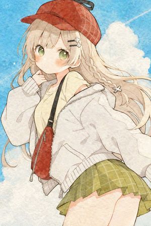 Watercolor Anime Girl in Summer Sky AI image template preview