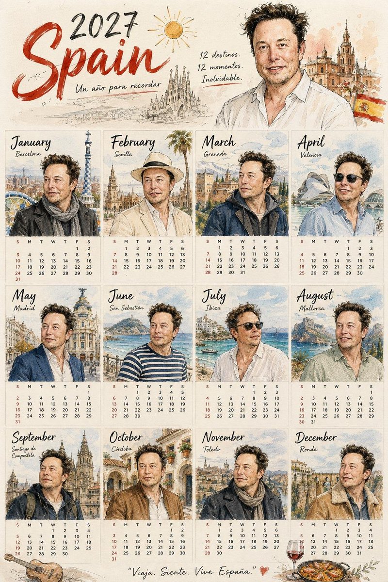 Illustrated Tourist Calendar Poster