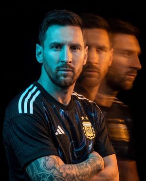 Cinematic Sports Portrait with Motion Blur — Ultra-cinematic studio sports portrait against a pure black seamless background, subject facing the camera with a c