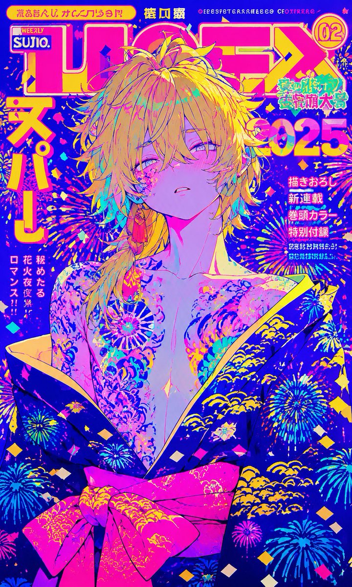 Neon Anime Fireworks Magazine Cover