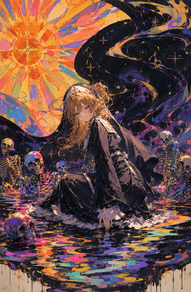 Oil Rainbow Gothic Nun