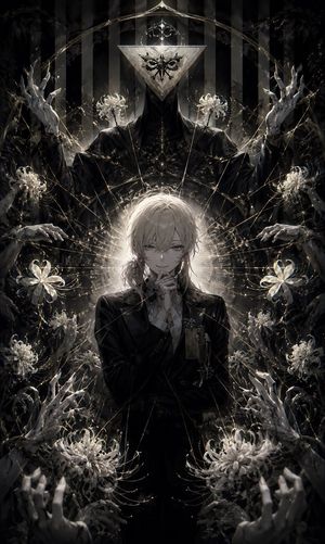Gothic Puppeteer and Spider Lilies AI image template preview