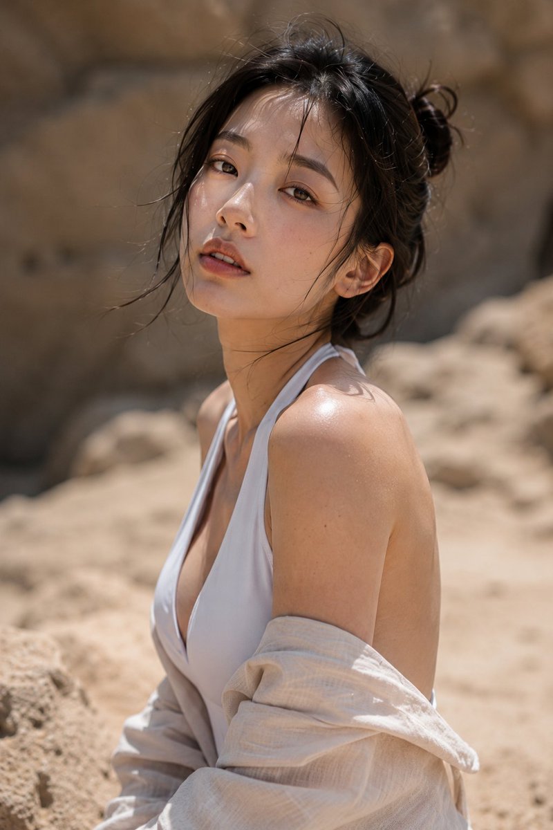 Rocky Desert Halter Swimsuit Portrait