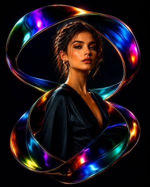 Luxury Liquid Chrome Portrait AI image template preview