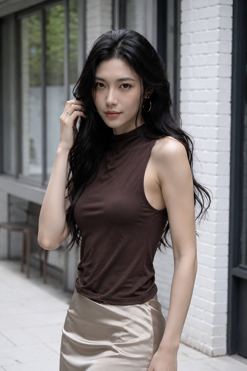 Photorealistic Modern Corridor Fashion Portrait