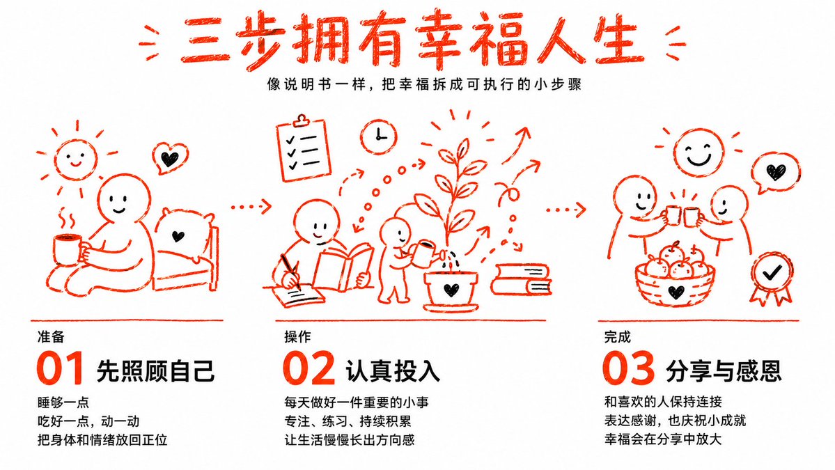 Three Steps to a Happy Life Infographic