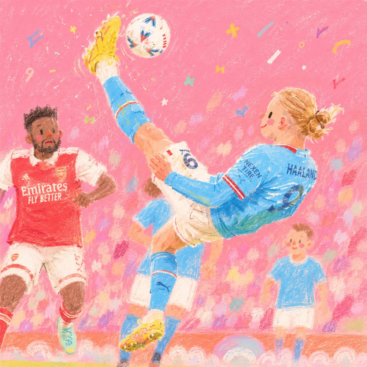 Pink Childlike Soccer Illustration