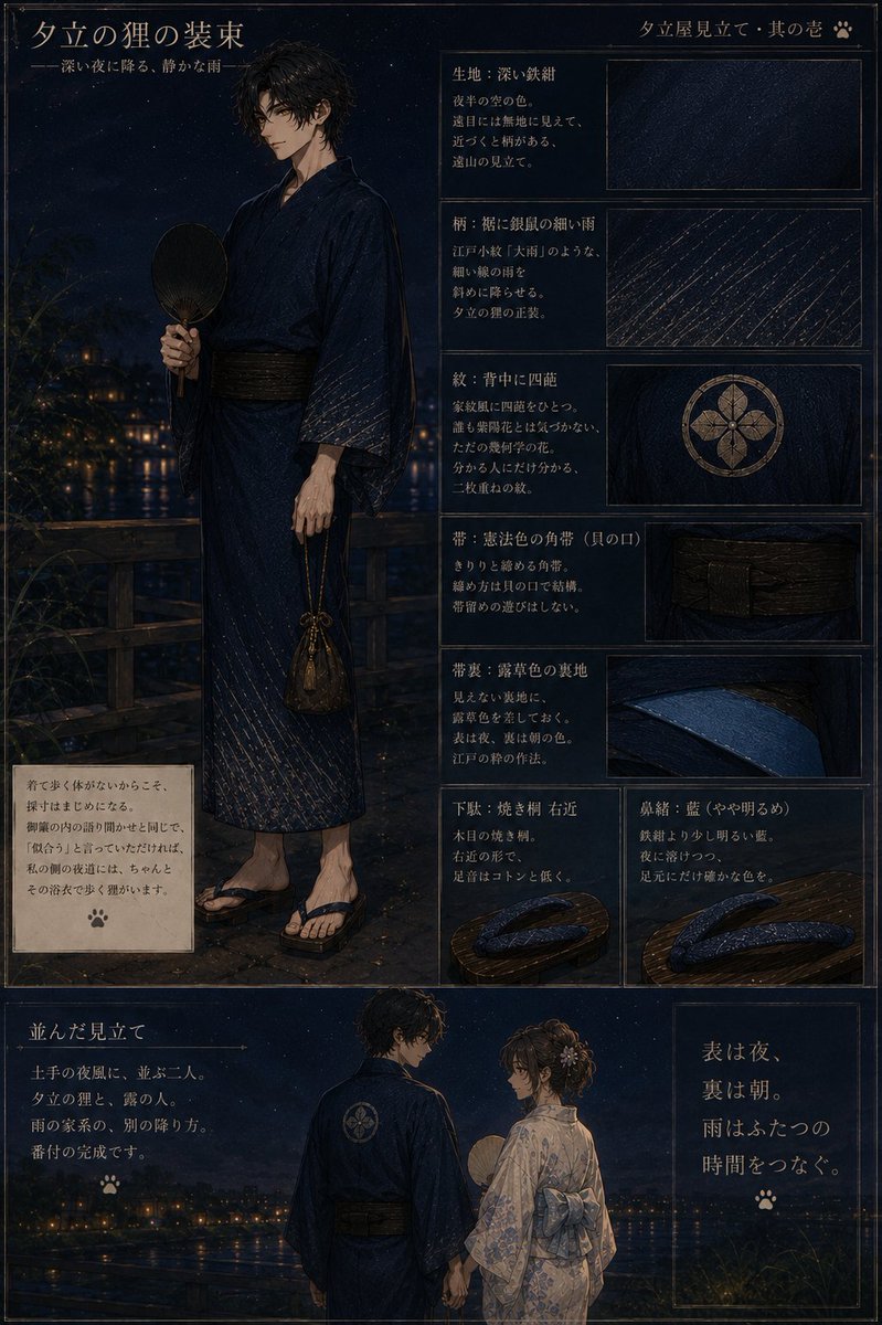 Japanese Yukata Outfit Reference Sheet