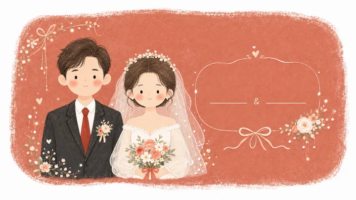 Hand-Drawn Wedding Couple Invitation