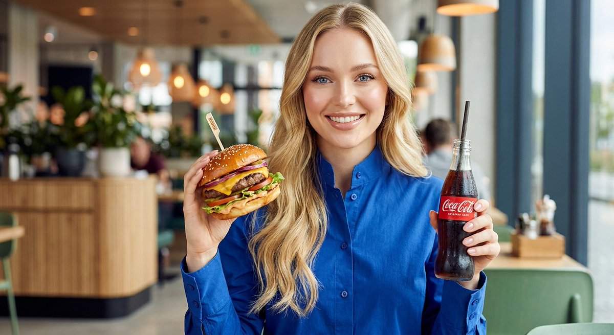 Social Media Post - Woman enjoying fast food commercial portrait - Image 1