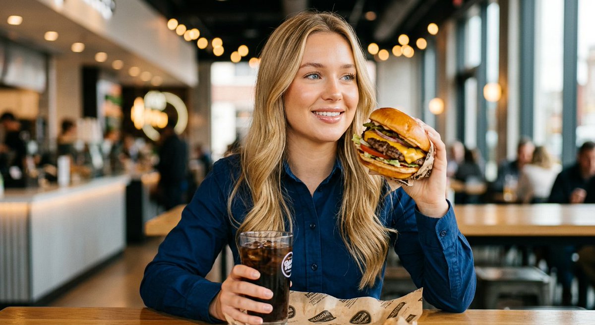 Social Media Post - Woman enjoying fast food commercial portrait - Image 2
